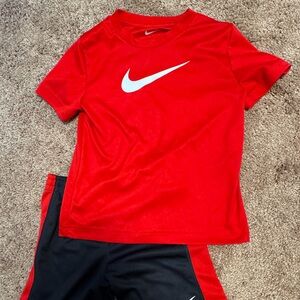 Boys Nike Red Top and Black Shorts Set size 6-7 yrs